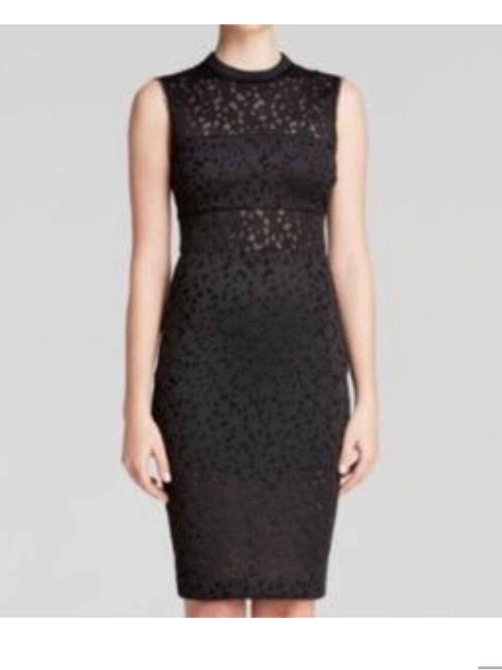 Elizabeth and James Black Sleeveless Lace Midi Dress
